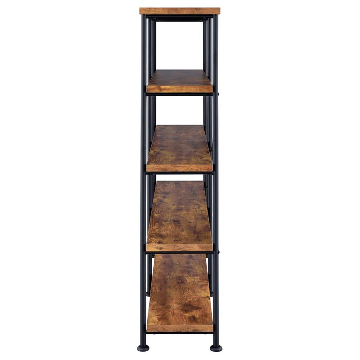 Nuvra 63-Inch 4-Shelf & Double Bookshelf – Rustic Nutmeg