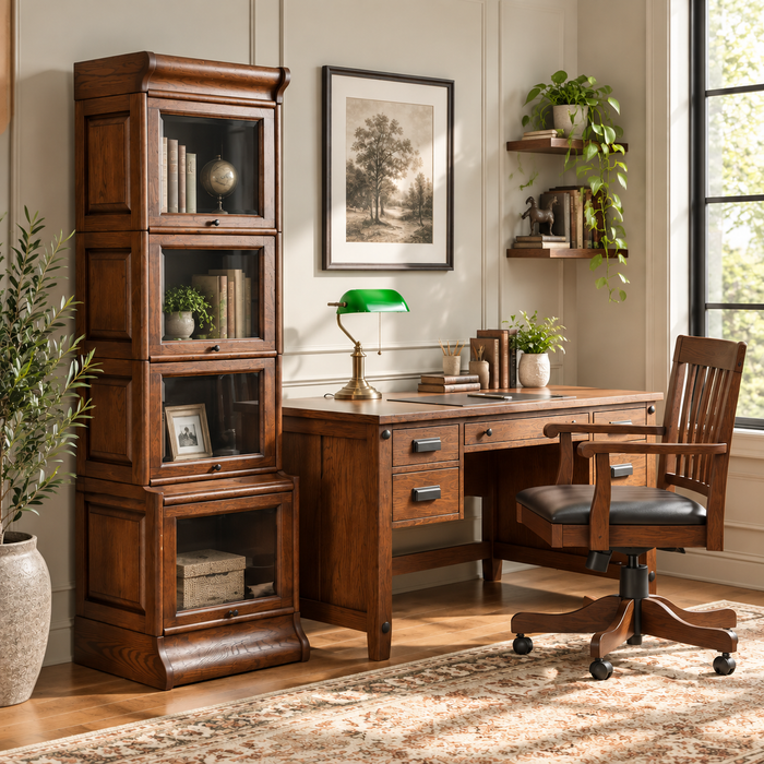 Mission Narrow Barrister Bookcase - Beveled Glass