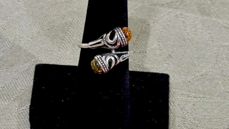 Two Amber Stone Ring