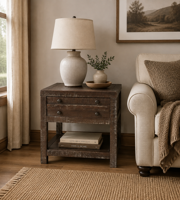 Emery Rustic 1 Drawer End Table