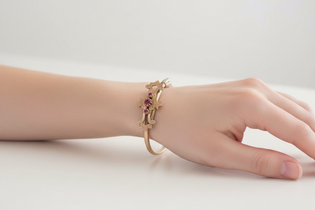 Victorian G.F. Bangle w/ 3 Stones
