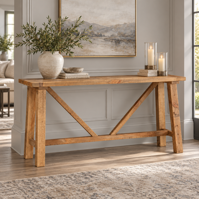 Elm Grove Reclaimed Wood Trestle Console Table