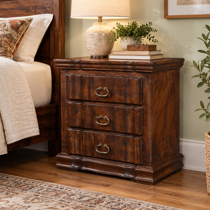 Keystone Rustic Brown 3 Drawer Nightstand