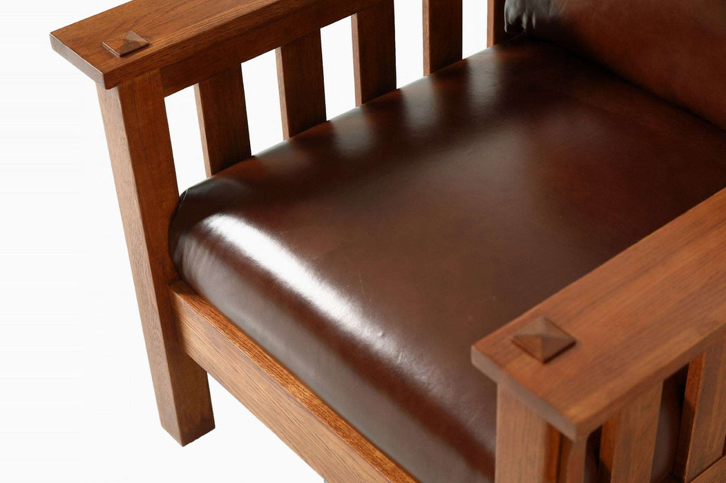 Craftsman / Mission Leather and Oak Armchair - Chestnut