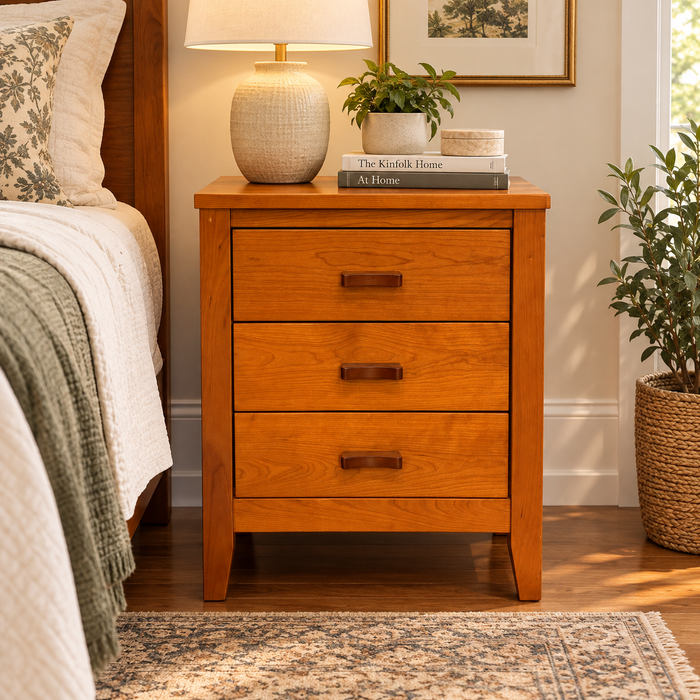 Heritage Cherry Solid Cherry Wood 3-Drawer Nightstand / End Table