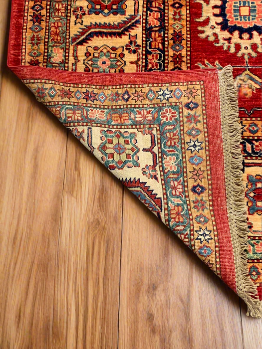 Hand-Knotted Vegetable Dye Kazak Rug from Pakistan, size 8' 7" x 12' 4"