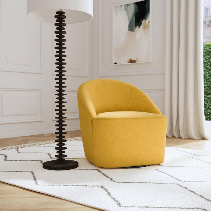 Auralin 360° Upholstered Swivel Accent Chair in Mustard Yellow