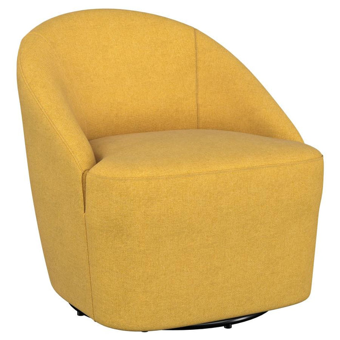 Auralin 360° Upholstered Swivel Accent Chair in Mustard Yellow