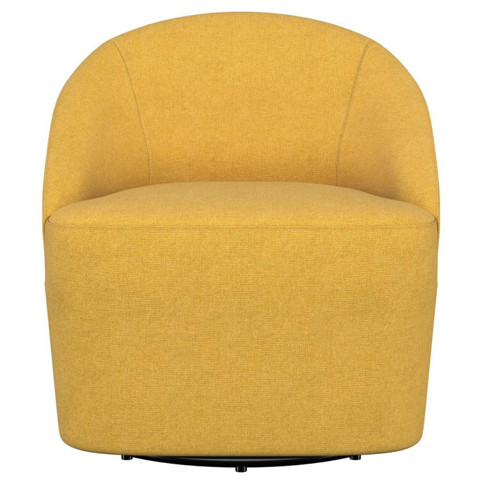 Auralin 360° Upholstered Swivel Accent Chair in Mustard Yellow