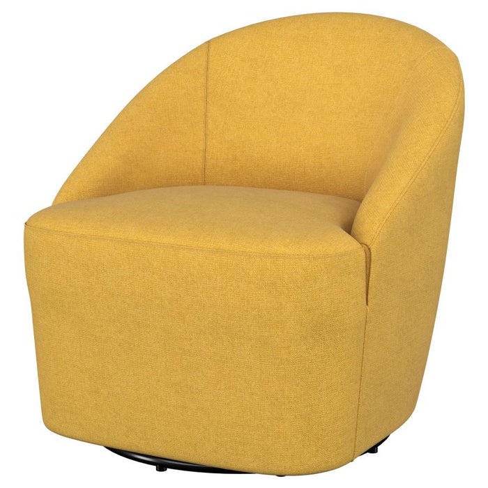 Auralin 360° Upholstered Swivel Accent Chair in Mustard Yellow
