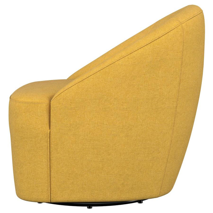 Auralin 360° Upholstered Swivel Accent Chair in Mustard Yellow