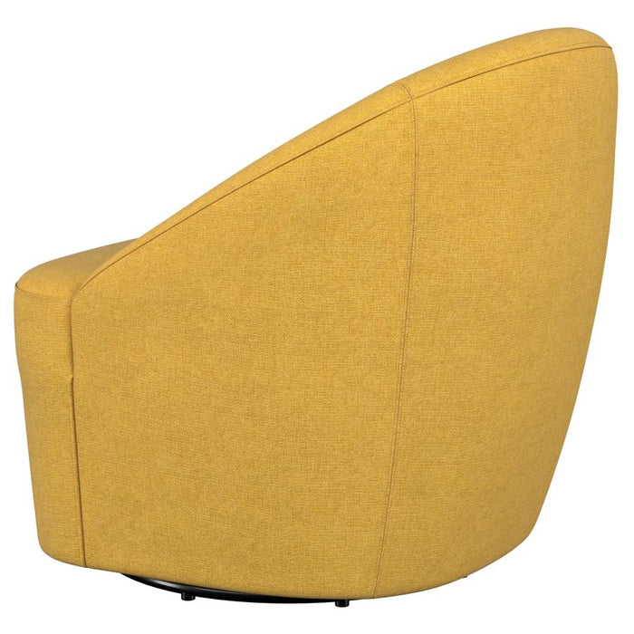 Auralin 360° Upholstered Swivel Accent Chair in Mustard Yellow