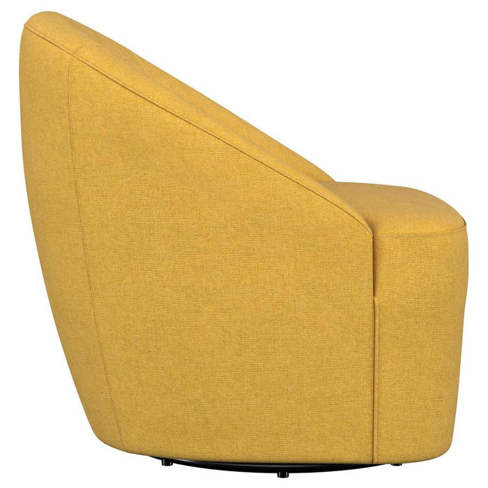 Auralin 360° Upholstered Swivel Accent Chair in Mustard Yellow