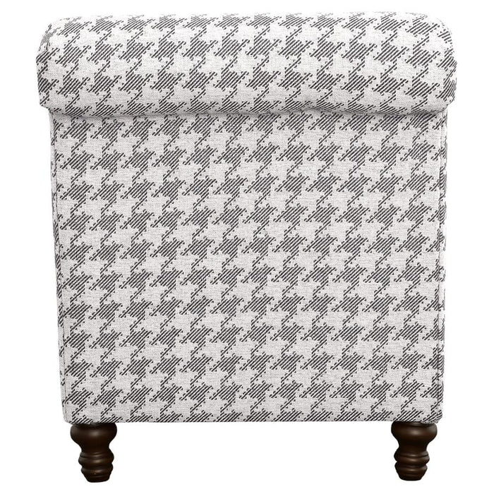 Malvian Upholstered English Arm Accent Chair in Grey Houndstooth