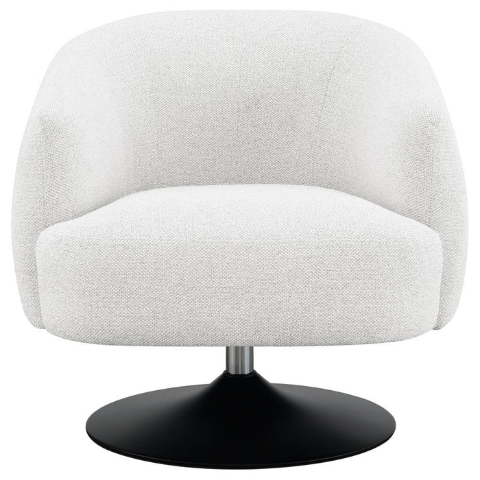 Orris Upholstered Barrel Back Swivel Club Chair in Beige Boucle