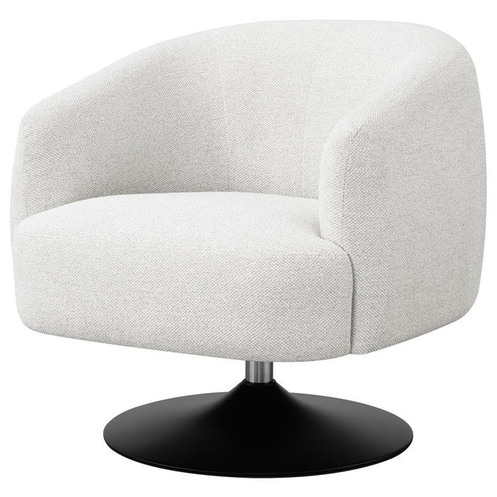 Orris Upholstered Barrel Back Swivel Club Chair in Beige Boucle