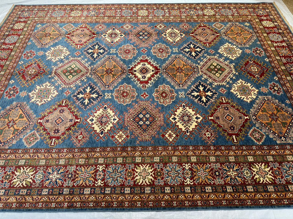Hand-Knotted Vegetable Dye Kazak Rug from Pakistan,  9' x 12'