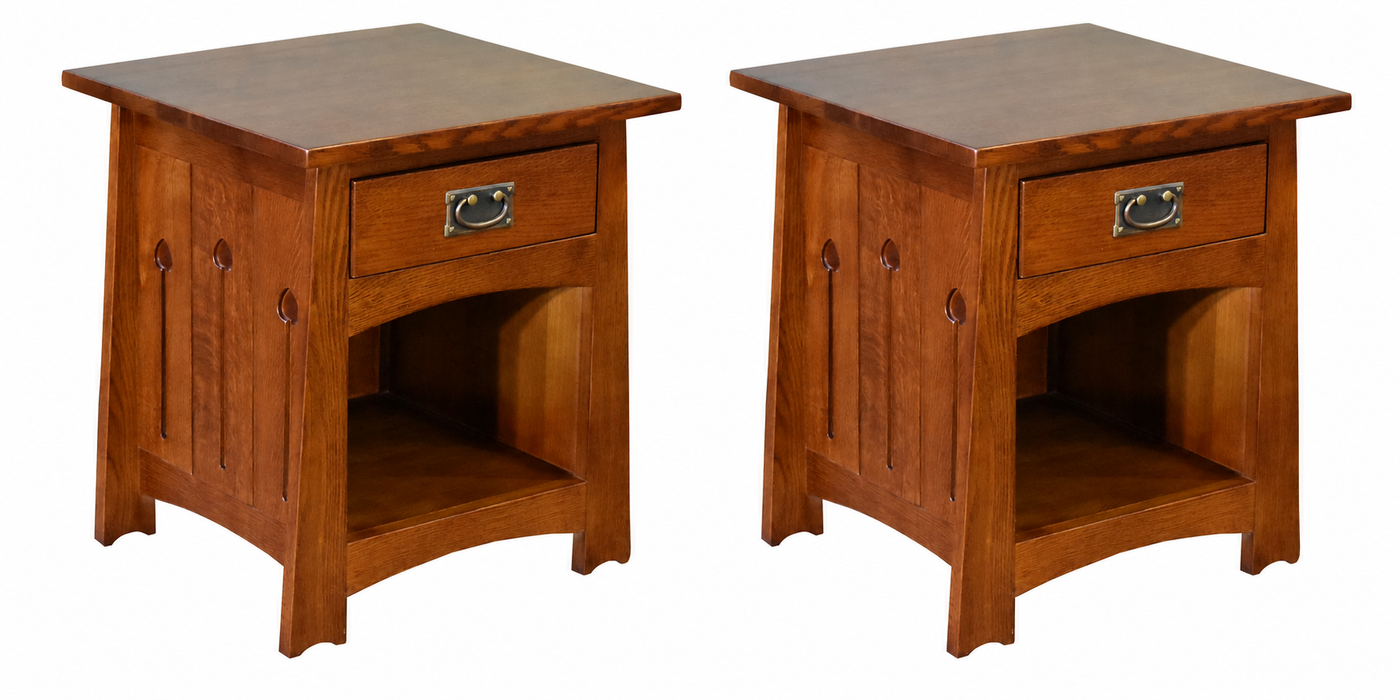 Mission Style Solid Quarter Sawn Oak Keyhole End Table