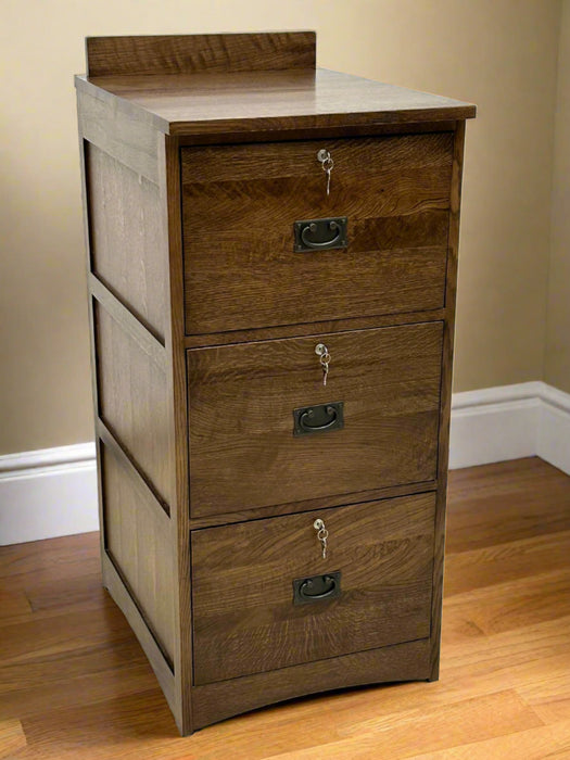 Mission Solid Oak 3 Drawer File Cabinet