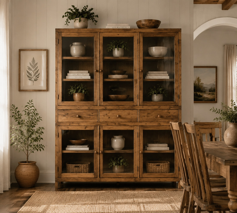 Rustiic-Modern Farmhouse Solid Wood Sideboard and Hutch