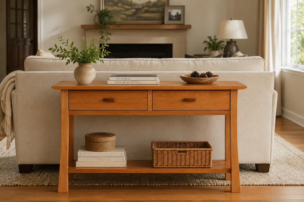 Heritage Cherry Solid Wood 2-Drawer Sofa Table / Console
