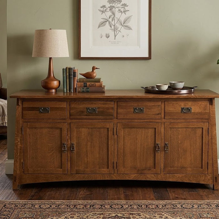 Mission 4 Door 4 Drawer Oak Sideboard - Walnut