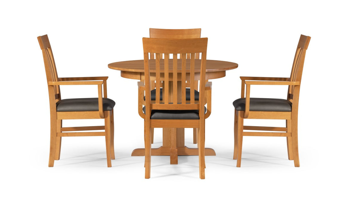 Heritage Cherry 48" Round Solid Cherry Wood Dining Table Armchairs Set
