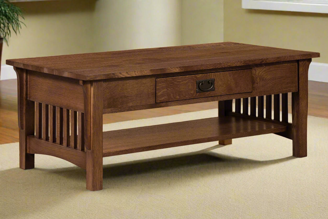 Mission Crofter Style 1 Drawer Coffee Table - Walnut Stain