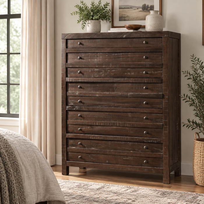 Emery Rustic 5 Drawer Highboy Chest