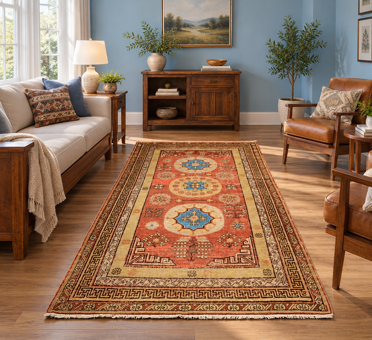 Antique Khotan Samarkand Rug, circa 1910's, 4' 10" x 10' 1"