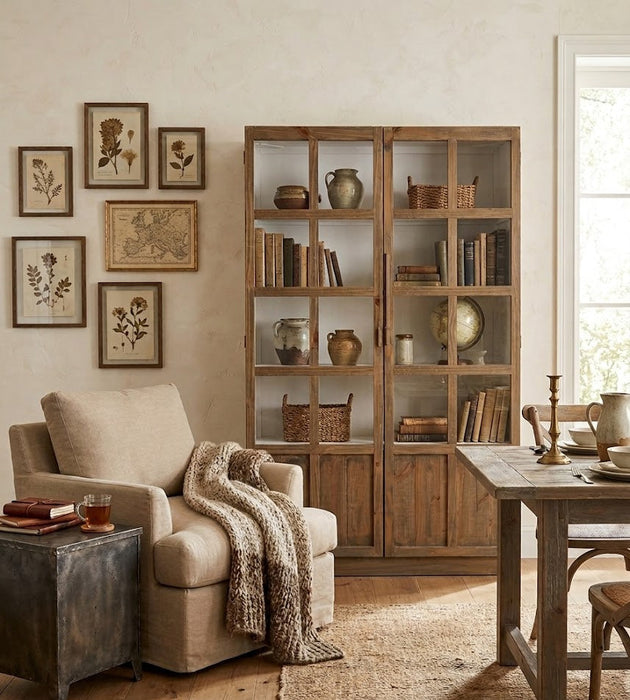 Rustic Modern Farmhouse Bookcase & Cabinet – Solid Pine Wood