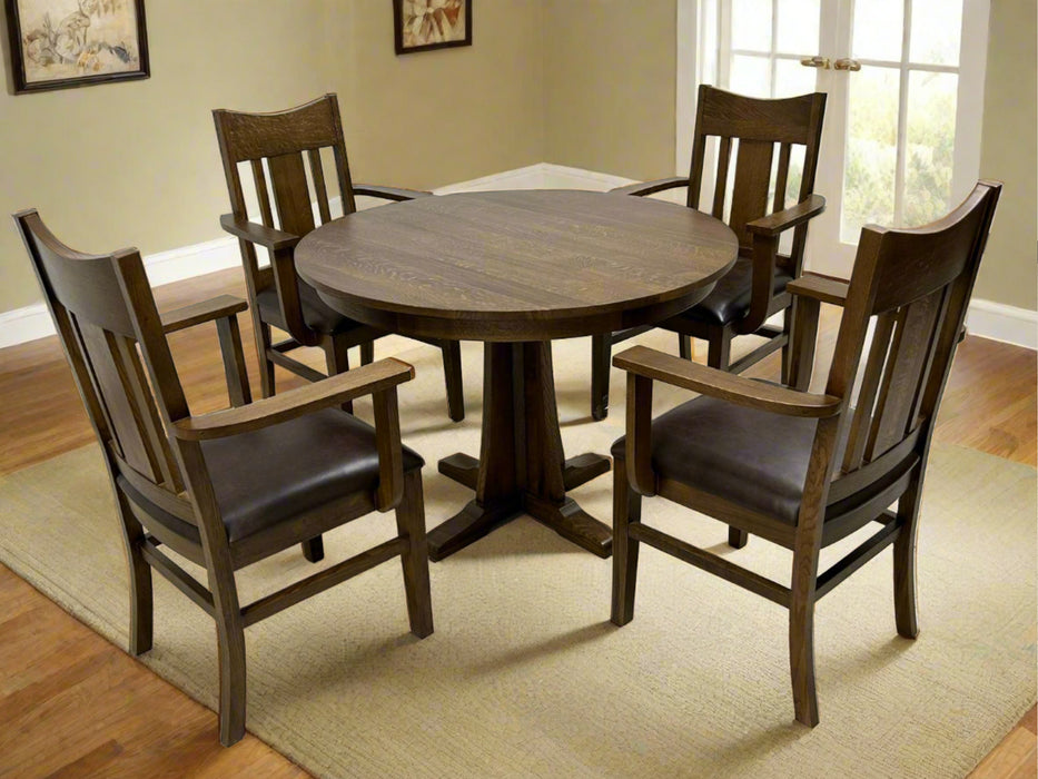 Mission Oak Round Dining Table & Arm chair Set - 42"