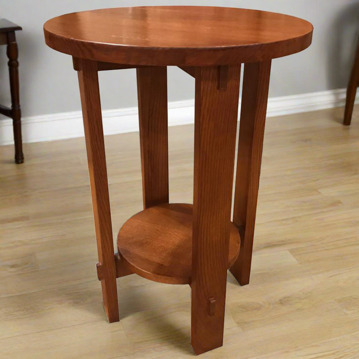 Preorder Mission Style Oak Round End Table - Michael's Cherry
