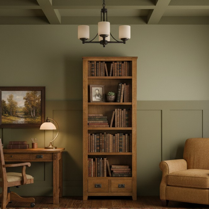 Mission Quarter Sawn Oak Open Shelf Bookcase