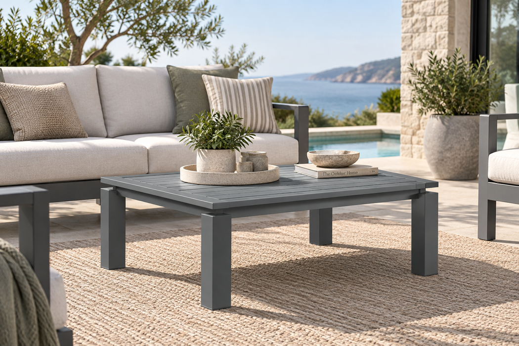 Sardinia Outdoor Aluminum Coffee Table - Gray
