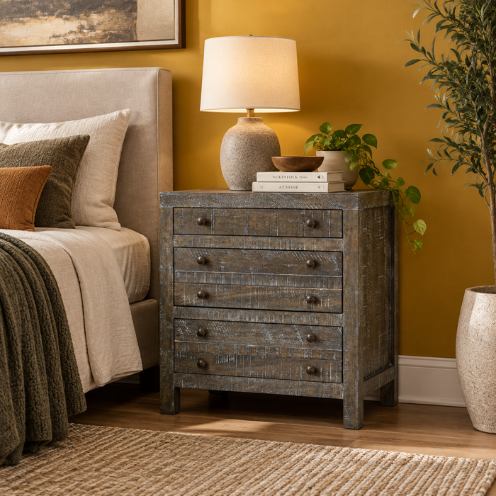 Emery Rustic Solid Wood Nightstand