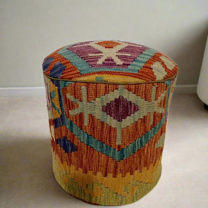 One of a Kind Kilim Rug Pouf Ottoman foot stool #9B