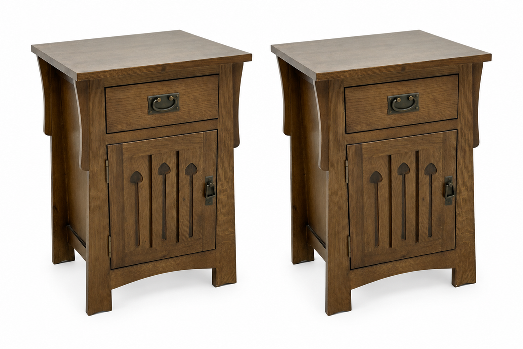 Mission Style Solid Quarter Sawn Oak Keyhole Nightstand