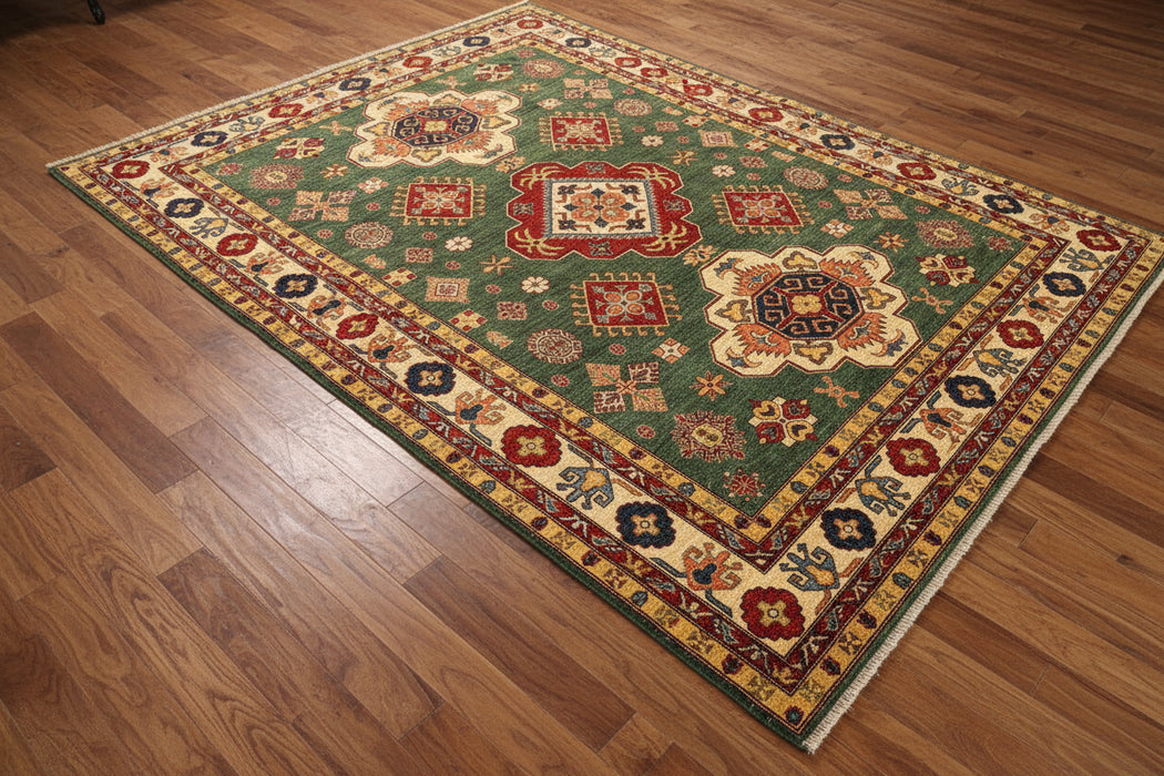 Hand-Knotted Vegetable Dye Kazak Rug from Pakistan, 8' 4 x 8' 0"