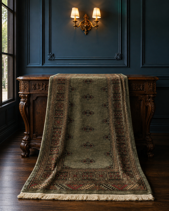 Hand-Knotted Pakistani Bokhara Rug – 100% Wool, 3' x 5'