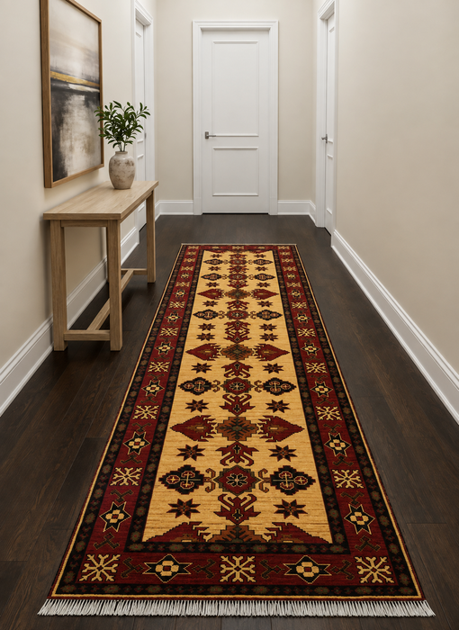 Terkaman Tribal Afghan Oriental Rug, size 2' 8" x 9' 4"  (Q)