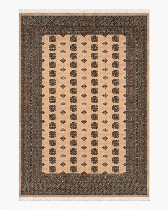 Hand-Knotted Pakistani Bokhara Rug – 100% Wool, size 9' x 12'