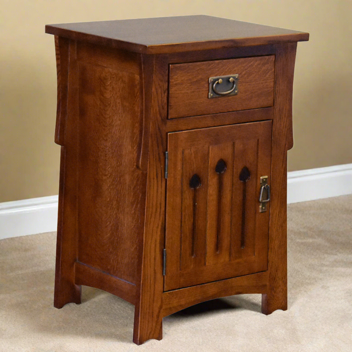 Mission Style Solid Quarter Sawn Oak Keyhole Nightstand