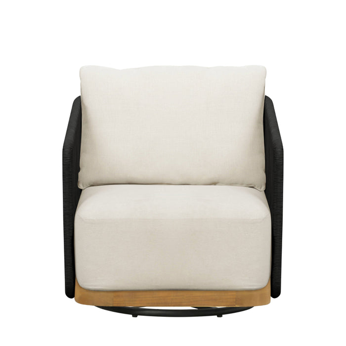 Alpine Teak Wood Modern Swivel Outdoor Arm Chair – Black