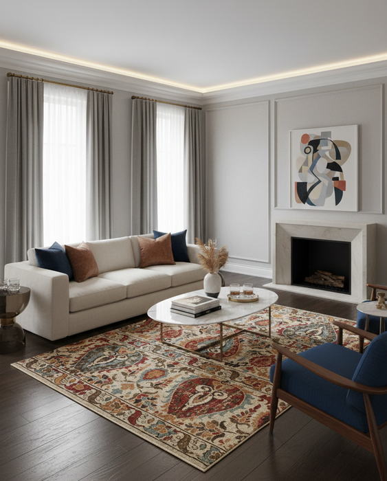 Persian-Inspired. Modern Defined. Turkish Made Rug, size 5' 2" x 7' 6"