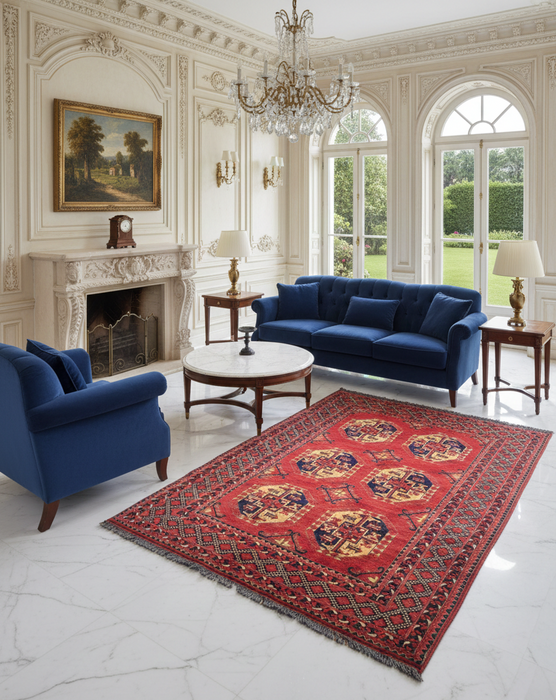 Terkaman Tribal Fielpa Afghan Oriental Rug, size 5' 2" x 6' 11"