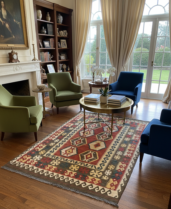Afghan Kilim Handwoven flatweave Rug – size 4' 6" x 7"