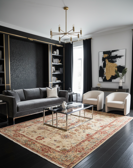 Hand-Knotted Sultanabad Vegetable-Dyed Wool Rug, 4' 10" x 6' 10"