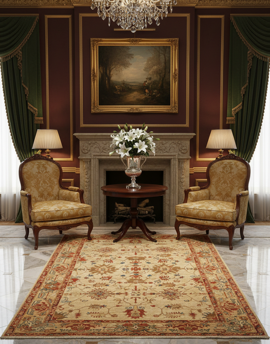 Hand-Knotted Sultanabad Vegetable-Dyed Wool Rug, 4' 10" x 6' 10"