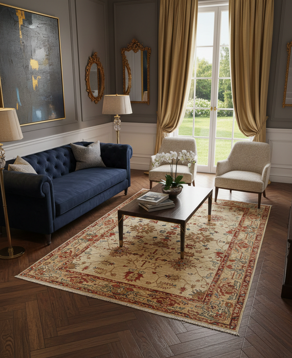 Hand-Knotted Sultanabad Vegetable-Dyed Wool Rug, 4' 10" x 6' 10"
